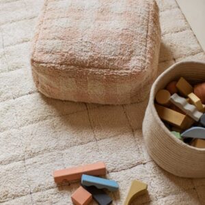 POUF LAVABLE VICHY ROSE